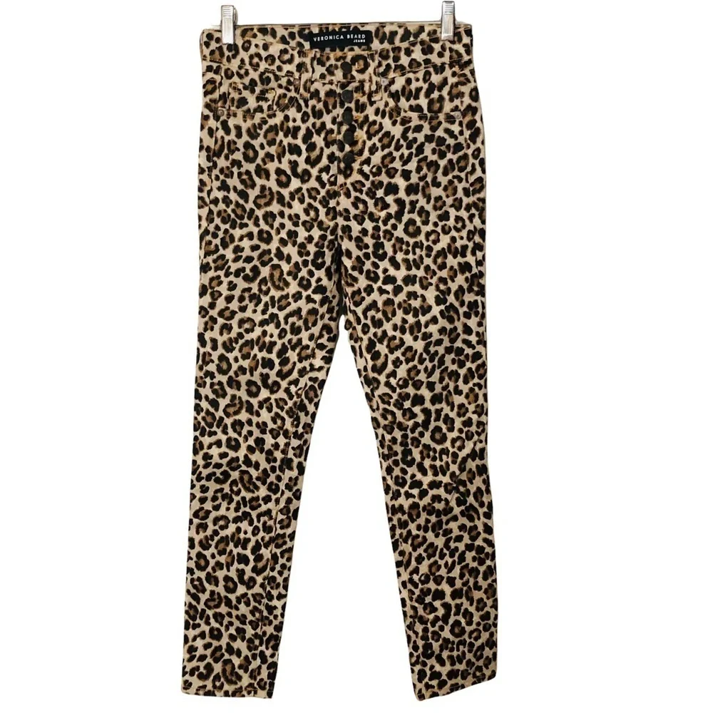 Veronica Beard Debbie 10” High Rise Leopard Cut Print Jeans Sz 24 Ankle novelty - Picture 3 of 15